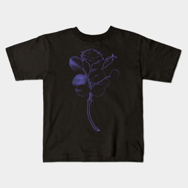 Rosa de Pelagio Black Rose Purple Outline Image Kids T-Shirt by pelagio